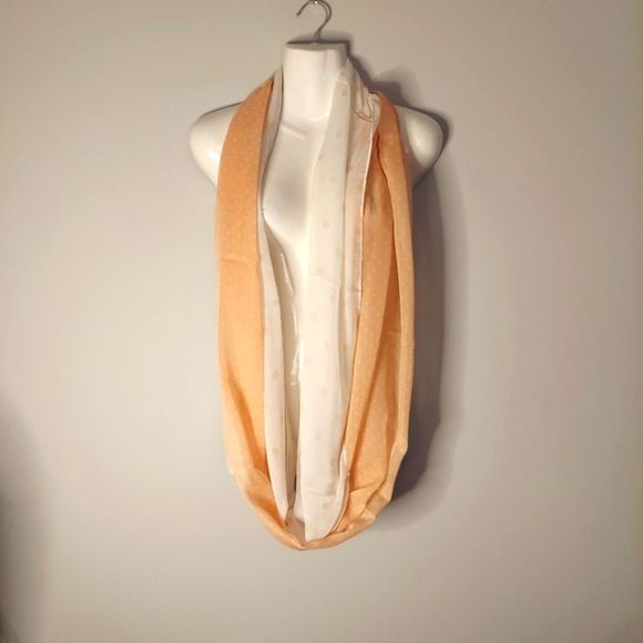 Polka Dots Peach Lightweight Infinity  Scarf - Picture 2 of 10